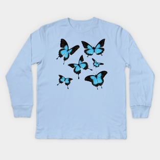 Blue butterflies Kids Long Sleeve T-Shirt